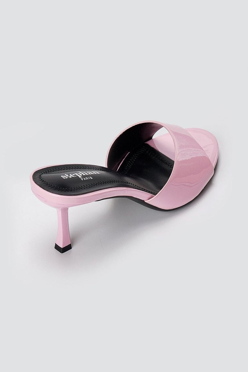 Stephan - Heel Mules Wide Strap - Light Pink Patent