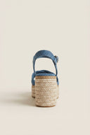 Refresh - Heeled Sandals Crossover Strap Rope Sole - Denim Blue