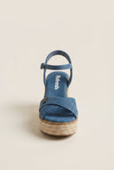 Refresh - Heeled Sandals Crossover Strap Rope Sole - Denim Blue