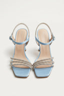TFP - Heeled Sandals Rhinestone Straps - Light Blue Satin