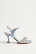 TFP - Heeled Sandals Rhinestone Straps - Light Blue Satin