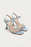 TFP - Heeled Sandals Rhinestone Straps - Light Blue Satin