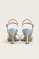 TFP - Heeled Sandals Rhinestone Straps - Light Blue Satin