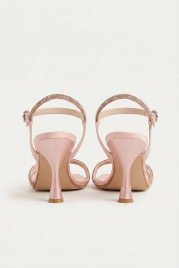 TFP - Heeled Sandals Rhinestone Straps - Pink Satin