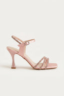 TFP - Heeled Sandals Rhinestone Straps - Pink Satin