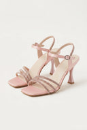 TFP - Heeled Sandals Rhinestone Straps - Pink Satin
