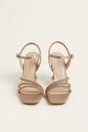 TFP - Heeled Sandals Rhinestone Straps - Sand Satin
