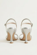 TFP - Heeled Sandals Rhinestone Straps - Silver Satin