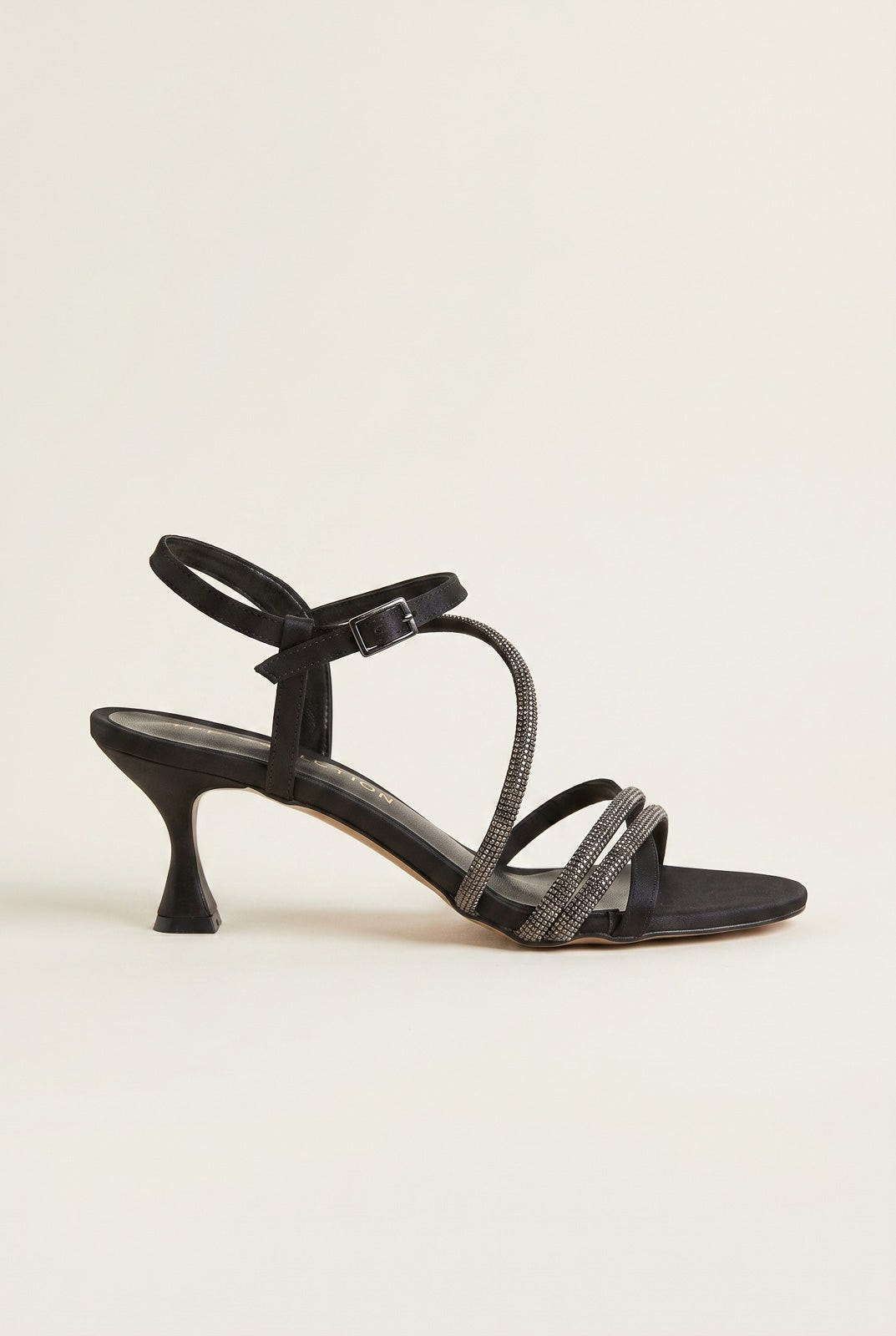 TFP - Heeled Sandals Satin Strass - Black Satin