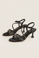 TFP - Heeled Sandals Satin Strass - Black Satin