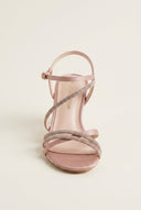 TFP - Heeled Sandals Satin Strass - Nude Satin