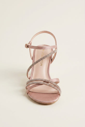 TFP - Heeled Sandals Satin Strass - Nude Satin
