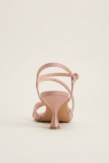 TFP - Heeled Sandals Satin Strass - Nude Satin