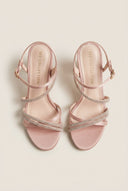 TFP - Heeled Sandals Satin Strass - Nude Satin