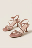 TFP - Heeled Sandals Satin Strass - Nude Satin