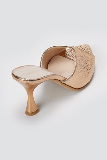 TFP - High Heel Mules - Mirror Copper Lizard