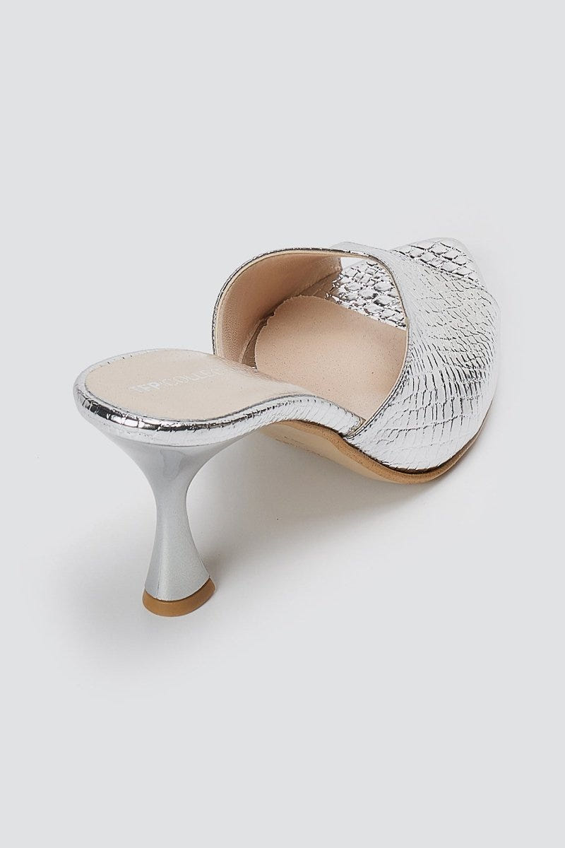 TFP - High Heel Mules - Mirror Silver LIzard