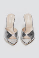 TFP - High Heel Mules - Mirror Silver LIzard