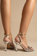 ONLY - High Heel Sandals Knot Detail - Gold Metallic