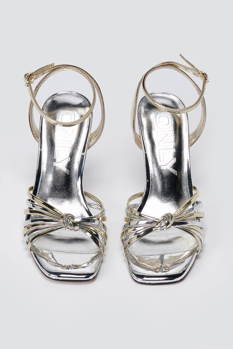 ONLY - High Heel Sandals Knot Detail - Gold Metallic