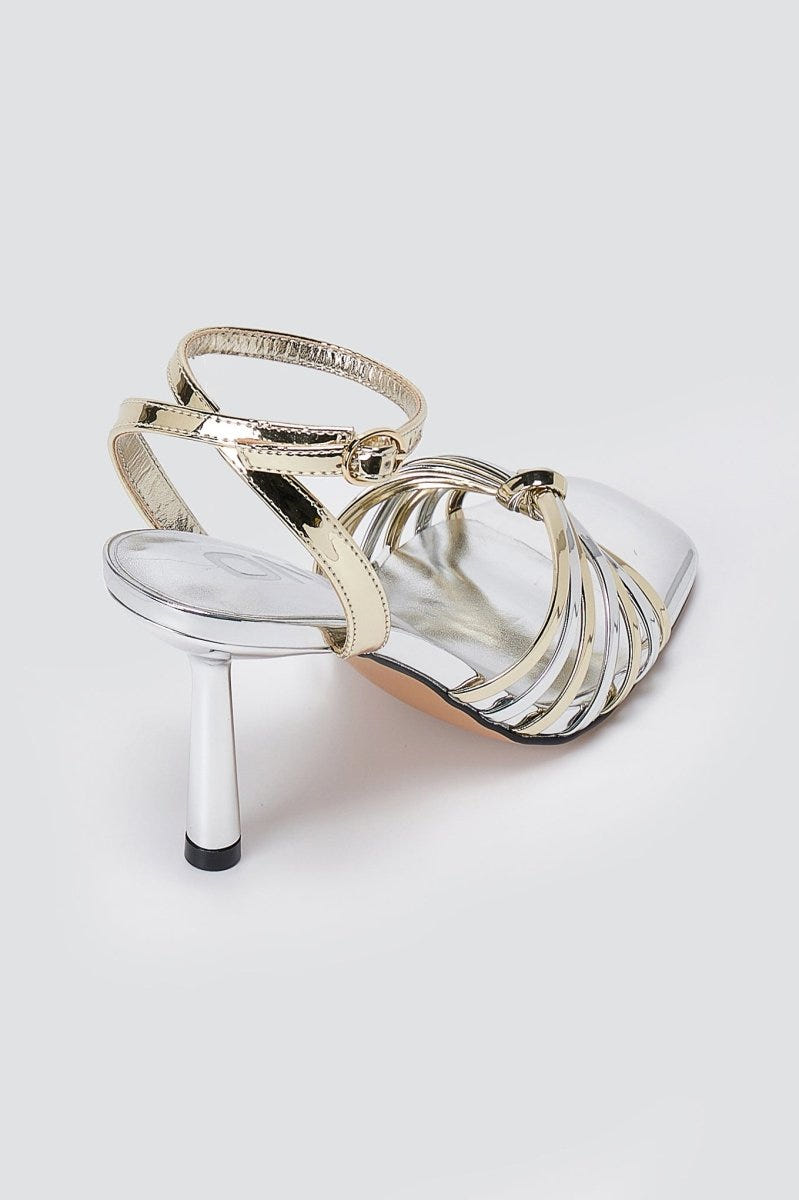 ONLY - High Heel Sandals Knot Detail - Gold Metallic