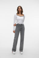 VERO MODA - High Waist Wide Leg Jeans - Charcoal