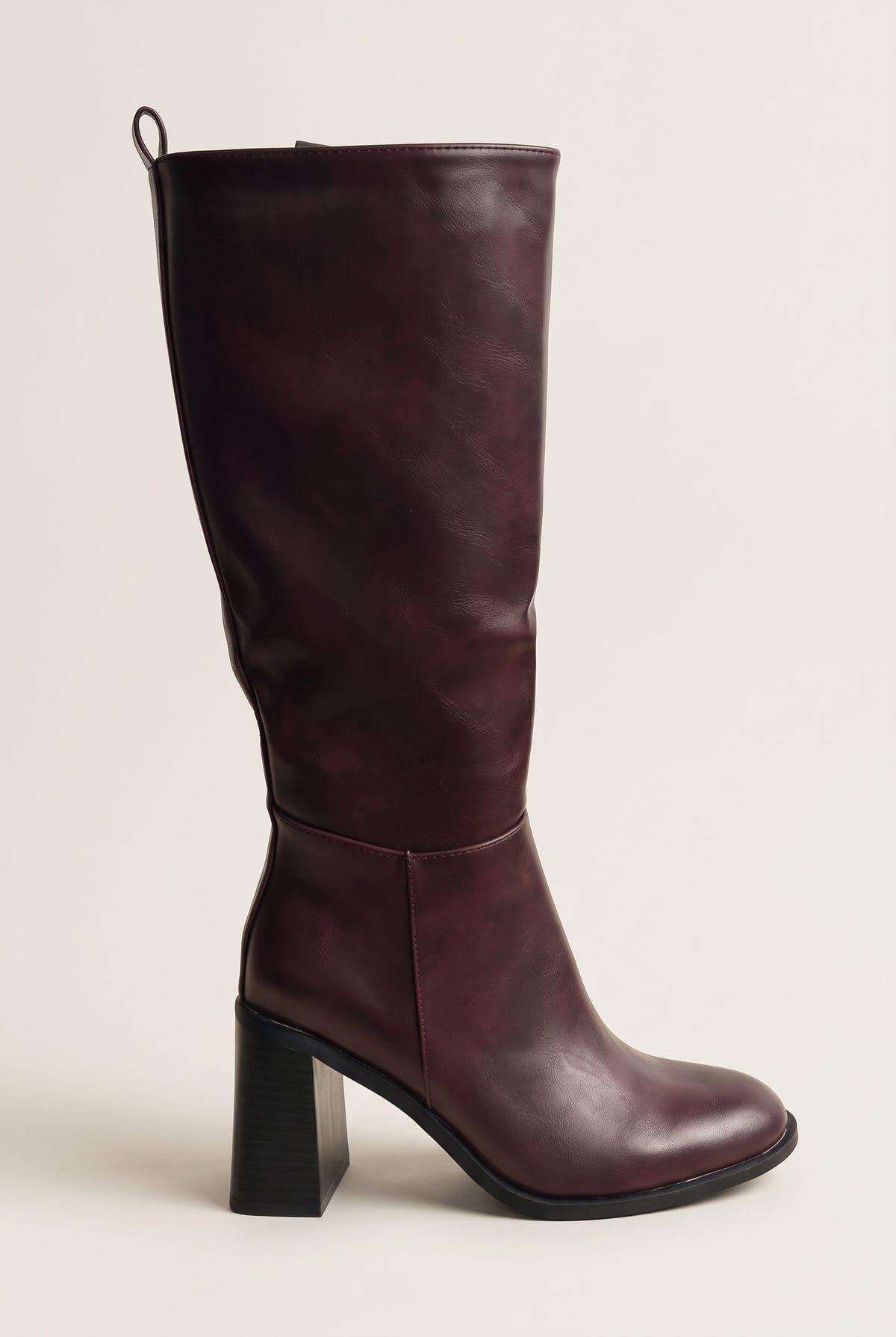 Block Heel Boots - Wine Matte