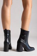 Iris Block Heel Ankle Boots - Black Matte - thefashionproject.gr - IRIS