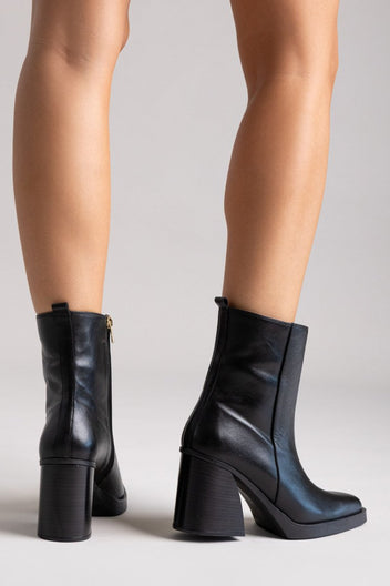 Iris Block Heel Ankle Boots - Black Matte - thefashionproject.gr - IRIS