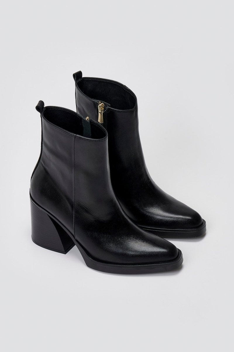 Iris Block Heel Ankle Boots - Black Matte - thefashionproject.gr - IRIS