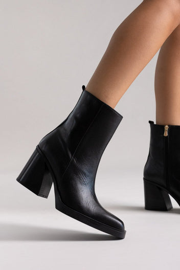 Iris Block Heel Ankle Boots - Black Matte - thefashionproject.gr - IRIS