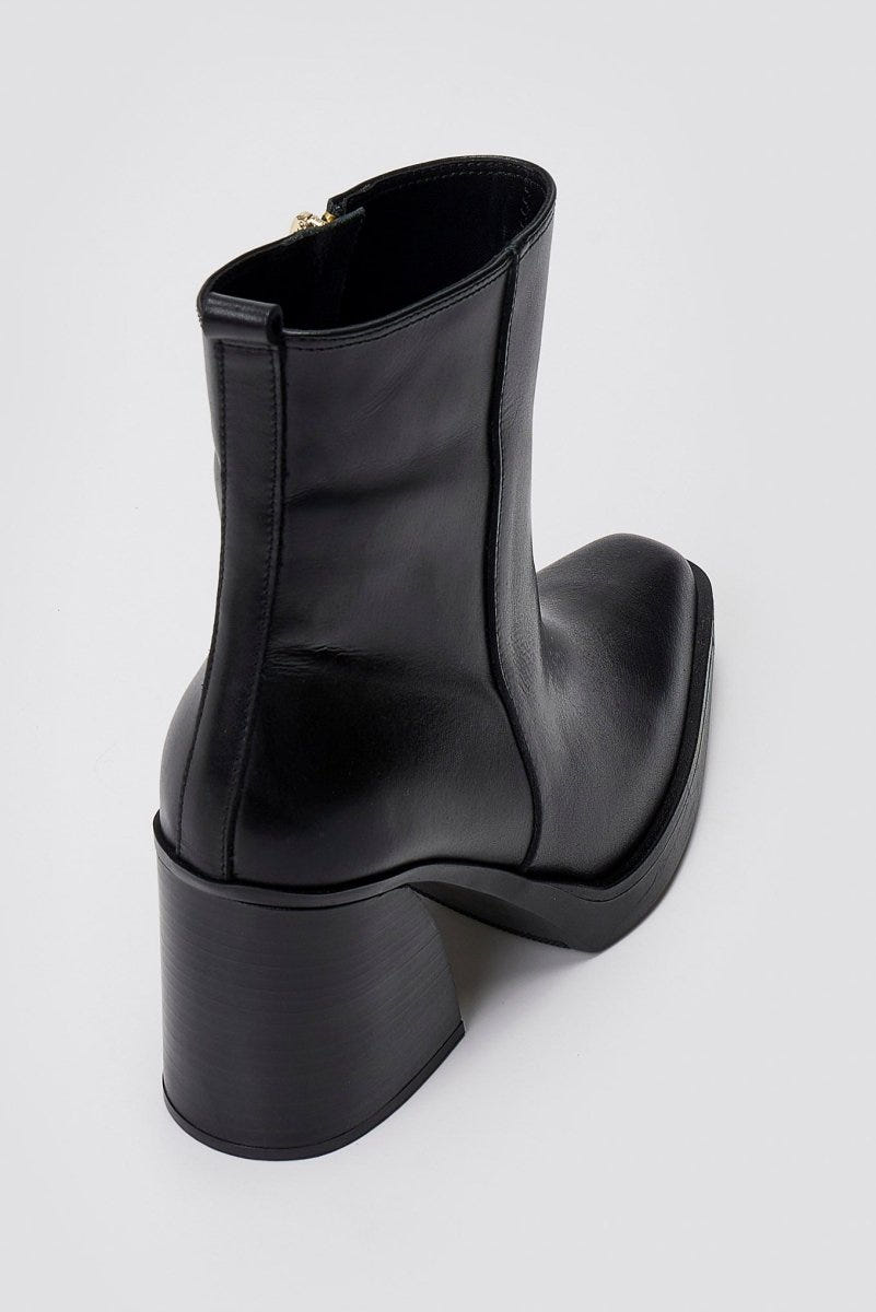 Iris Block Heel Ankle Boots - Black Matte - thefashionproject.gr - IRIS