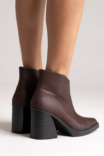 IRIS Cut Out Ankle Boots - Dark Brown Matte - thefashionproject.gr - IRIS