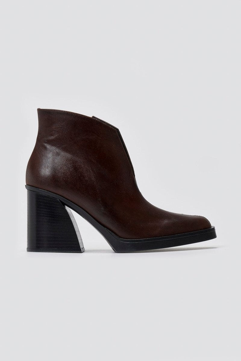 IRIS Cut Out Ankle Boots - Dark Brown Matte - thefashionproject.gr - IRIS