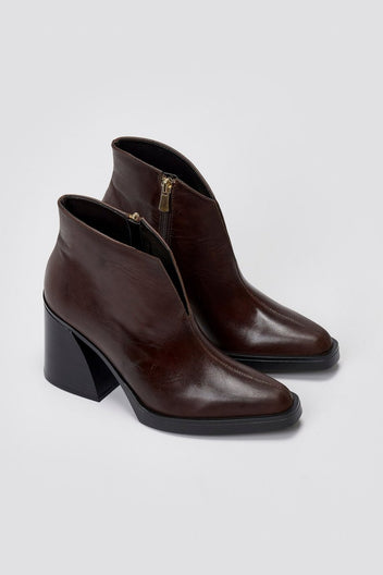 IRIS Cut Out Ankle Boots - Dark Brown Matte - thefashionproject.gr - IRIS