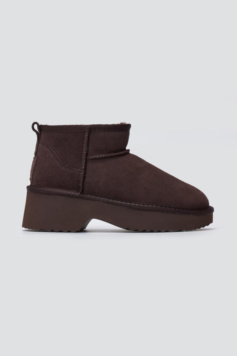 KELARA Fur Lined Ankle Boots - Brown Suede - thefashionproject.gr - KELARA