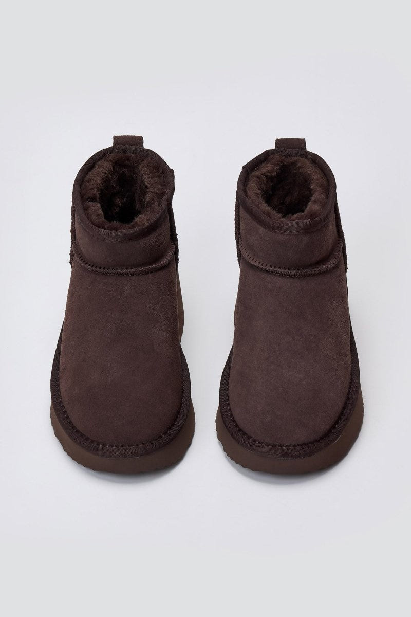 KELARA Fur Lined Ankle Boots - Brown Suede - thefashionproject.gr - KELARA