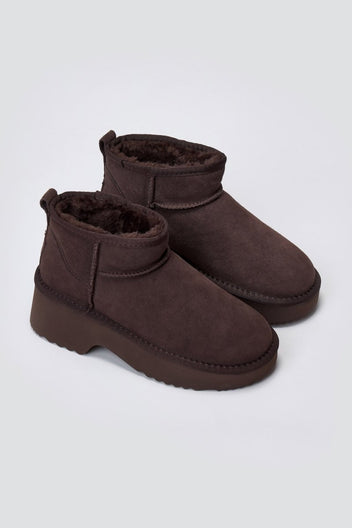 KELARA Fur Lined Ankle Boots - Brown Suede - thefashionproject.gr - KELARA