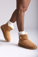 KELARA Fur Lined Ankle Boots - Camel Suede - thefashionproject.gr - KELARA