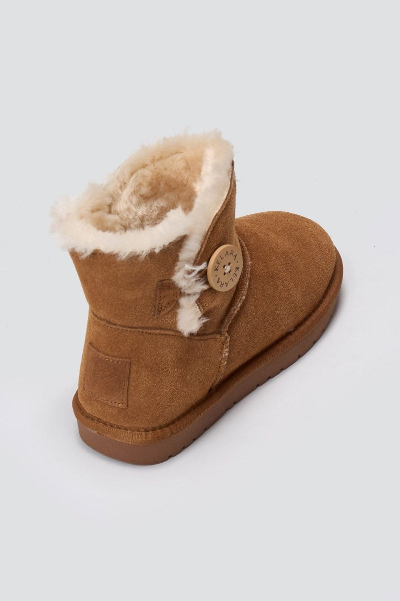 KELARA Fur Lined Ankle Boots - Camel Suede - thefashionproject.gr - KELARA