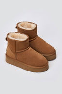 KELARA Fur Lined Ankle Boots - Camel Suede - thefashionproject.gr - KELARA