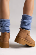 KELARA Fur Lined Ankle Boots - Camel Suede - thefashionproject.gr - KELARA