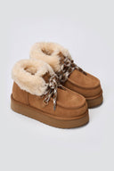 KELARA Fur Lined Ankle Boots - Camel Suede - thefashionproject.gr - KELARA