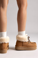 KELARA Fur Lined Ankle Boots - Camel Suede - thefashionproject.gr - KELARA