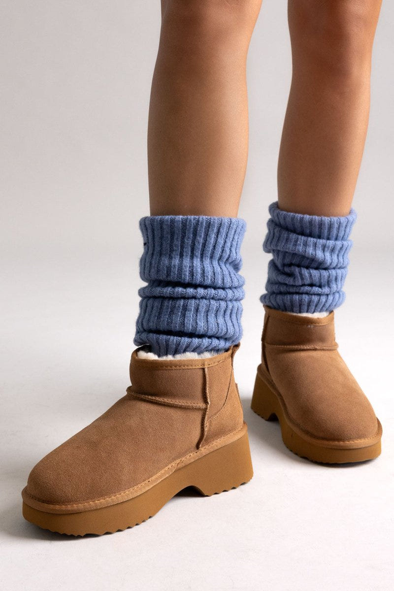 KELARA Fur Lined Ankle Boots - Camel Suede - thefashionproject.gr - KELARA