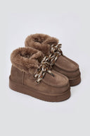 KELARA Fur Lined Ankle Boots - Taupe Suede - thefashionproject.gr - KELARA