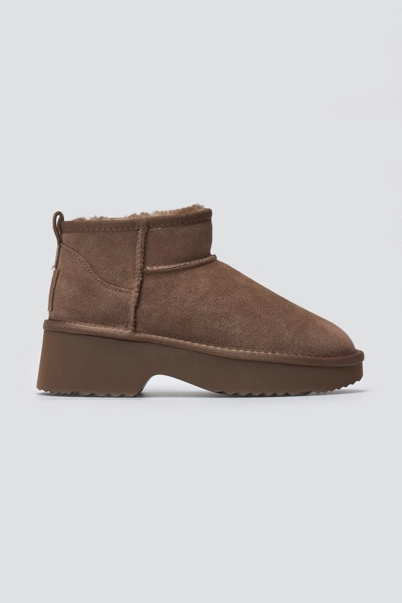 KELARA Fur Lined Ankle Boots - Taupe Suede - thefashionproject.gr - KELARA