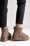 KELARA Fur Lined Ankle Boots - Taupe Suede - thefashionproject.gr - KELARA