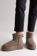 KELARA Fur Lined Ankle Boots - Taupe Suede - thefashionproject.gr - KELARA