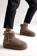 KELARA Fur Lined Ankle Boots - Taupe Suede - thefashionproject.gr - KELARA
